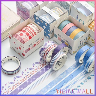 YIBIAO 5 Pcs Basis Masking Tape Diary Scarpbooking DIY Decoration Washi Tape