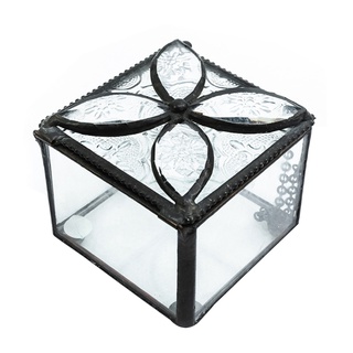 doris* joyero baratija caja de vidrio anillo pendientes caja conservada flor caja de vidrio organizador caja decorativa de almacenamiento