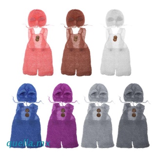 quella Newborn Baby Infant Photography Props Boy Girl Outfits Cute Bear Hat and Overalls Set Soft Mohair Bebe Photo Clothes Jumsuit