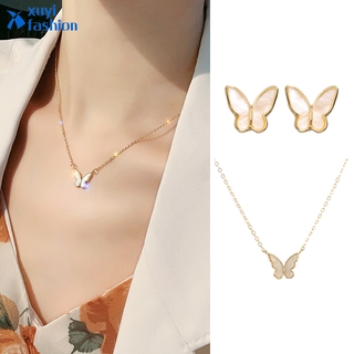 Collar de clavícula de mariposa de lujo de moda elegante temperamento cristal mariposa pendientes mujeres accesorios de joyería