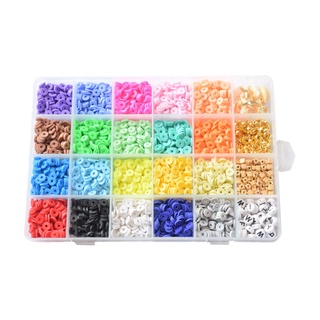 [shar1] Flat Round Polymer Clay Spacer Beads for DIY Bracelets Jewelry Making (9)