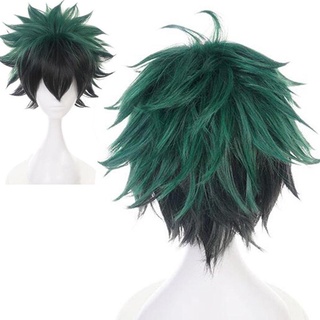 peluca de cosplay anime my hero academia deku izuku midoriya hairnet verde + peluca corto l5f9