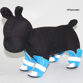 SP 4Pcs reflectante perro cachorro zapatos Pomeranian Teddy Bichon botas de suela suave para mascotas (7)