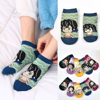 ZF calcetines de dibujos animados conjunto de 5 Demon Slayer personaje tobillo calcetines japonés Anime regalo para adultos niños (1)