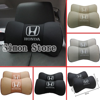 2pcs emblema de coche insignia de cuero reposacabezas para Honda Vezel CRV Accord Fit Auto asiento cuello almohada Interior Protector de cuello decoración (1)