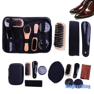 [Xingherbling] kit de cuidado de brillo para zapatos, cepillos de limpieza, esponja, tela, juego portátil