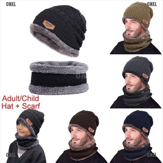 onel hombres mujeres caliente beanie sombrero + bufanda suave conjunto de invierno espesar sombrero gorra cuello calentador