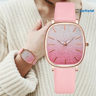 Reloj De pulsera De cuero sintético degradado De color Gradiente Para mujer reloj De pulsera ajustable De cuarzo Para fiesta
