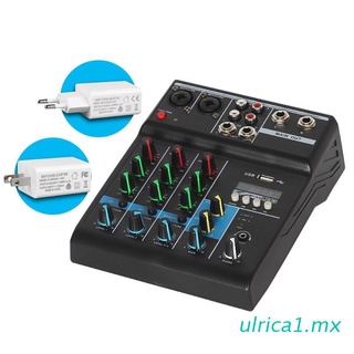 ulrica1 mezclador de audio profesional de 4 canales bluetooth compatible con consola de mezcla de sonido para karaoke ktv con tarjeta de sonido usb
