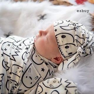 [ey] 2 unids/set bebé envolver manta de dibujos animados patrón fotografía prop suave recién nacido recepción manta con sombrero para accesorios de bebé (8)