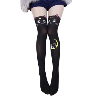 Sailor Moon Hoboot de dibujos animados gato muslo medias altas niñas marinero luna Over-knee calcetines animales pantimedias largas