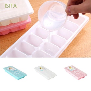 ISITA herramientas de cocina máquina de hielo congelador congelador molde cubo de hielo bandeja con tapa cubierta 16 cavidades surtido cubo de hielo caja de gelatina molde