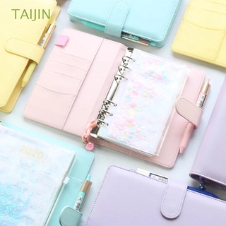TAIJIN School Supplies Notebook Cover Journal Loose-Leaf Cover Binder Cover A6/A5 DIY Refillable Ring Binder Planner Book PU Leather Notepad Cover/Multicolor