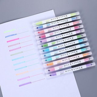 12 colores de doble cabeza Mildliner resaltadores de arte marcador marcador bolígrafos Pastel marcadores acuarela fluorescente plumas de dibujo 04428 (1)