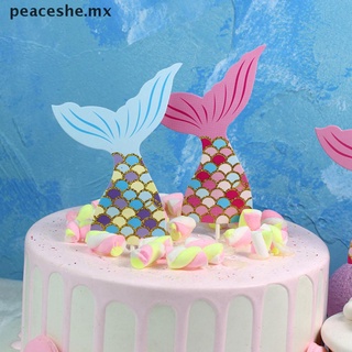 【well】 3pcs mermaid tail party cake topper birthday decor diy cupcake topper supplies MX