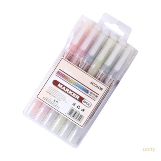 opp1 6 Color Dual Double Headed Highlighter Pen Fluorescent Marker Drawing Stationery