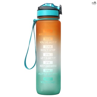 ❤Cologo botella de agua de 1000 ml con marcador de tiempo libre de BPA botella deportiva con paja para oficina gimnasio Fitness deportes Camping ciclismo