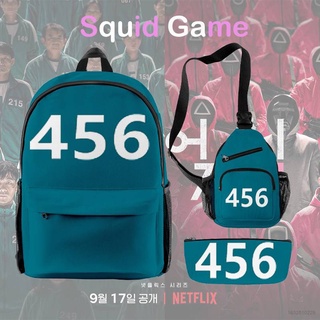 Squid Game men backpack daily casual 3D printing school bag breathable Pencil case sling bag women three-piece set