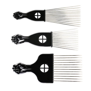 3 tamaños africanos picos de pelo puño Pick Metal punta Afro peines salón peluquería cepillo de peinado conjunto de herramientas