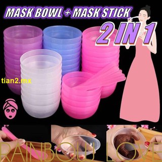 [1Set Reuseable Transparent Plastic DIY Mask Bowl & Stick for Facial Care Tool ] [Make up Tools] (1)