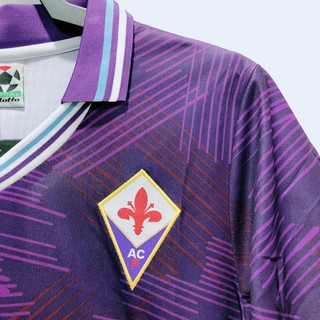 Retro 1992-1993 TopThai calidad Fiorentina casa jacquard tela jersey grado: AAA talla S-2XL (6)
