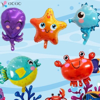 GOGOGO Venta caliente Globo de papel inflable Caballo de mar Fiesta de cumpleaños decorada Globo de helio de pescado Dibujos animados Decoración Globos de helio Juguetes de los niños Animal marino 3D