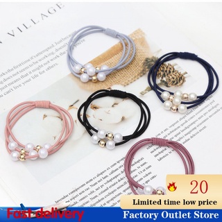 Factory Wholesale New Three-Layer Nine Pearl Hair Elastic Headband Boutique Commonly Used Hair Elastic Band Hair Accessories