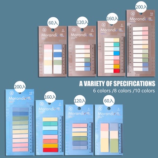 200 Sheets Morandi Color Index Label Stickers Girls Diary Decoration Paging Transparent Sticky Notes With Ruler Learning Office