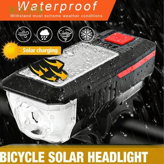 BOLONI - lámpara de cabeza de ciclismo para bicicleta, T6, LED, luz delantera, USB, recargable con cuerno, bicicleta de montaña, 3 modos de energía Solar, Multicolor