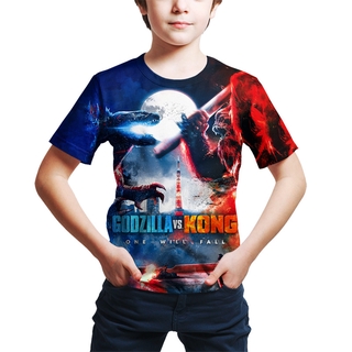 Cloocl película Godzilla Vs Kong impresión 3D niños verano camisetas niño niña Casual Tops (1)