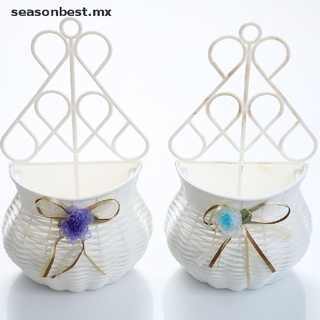 mejor cesta de flores colgante hecha a mano diy jarrón colgante de pared de ratán artificial homedecor.