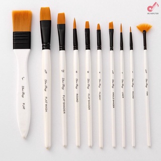 HP 10pcs Paint Brushes Set Kit Artist Paintbrush Multiple Mediums Brushes with Carry Bag Nylon Hair for Artist Acrylic Aquarelle Watercolor Gouache Oil Painting for Great Art Drawing Supplies