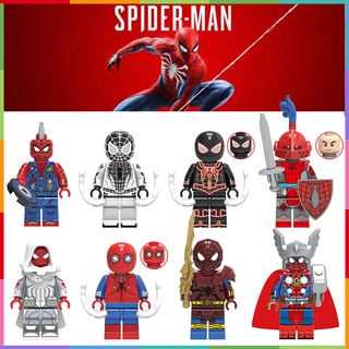 Minifiguras Lego Spider-Man Marvel Spiderman Cosplay Thor Caballero Traje De Primera Generación Espacio Negativo Juguetes