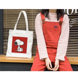 snoopy dibujos animados lindo impresión estudiante compras bolso divertido bolsas de lona estilo coreano