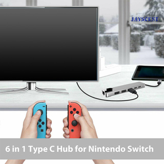 Jayscent USB-C Hub portátil multipuerto 6 en 1 tipo C adaptador con 4K HDMI compatible RJ45 Ethernet Lan para Nintendo Switch (7)
