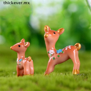[bien] 2 pzas miniaturas de ciervos adorables para gnomos de jardín de hadas/decoración mx