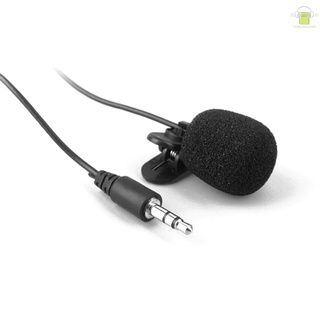 [clgm] micrófono lavalier de solapa con clip externo de 3,5 mm para teléfono manos libres con cable condensador micrófono para la enseñanza de discurso negro (2)