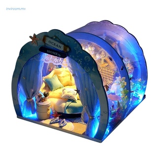 INV Creative Blue Deep Sea Secret Room Furniture Miniature Doll House Fantasy Adults Romantic Gift 10+ Years Old