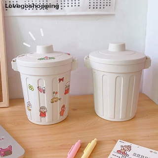 [Lovego] Ins escritorio pequeño papelera papelera dormitorio hogar lindo bote de basura con tapa Mini (1)