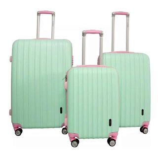 Set 3 Maletas Rigidas Ruedas Carry On Viaje Unicornio Verde Rosa Pastel Rack & Pack