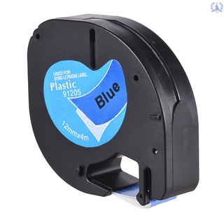 Cinta adhesiva De Plástico autoadhesiva 91205 negra con estampado Azul 1/2 pulgadas X 13 pies 12mm X 4m Para Dymo Lt-100H