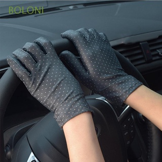 BOLONI 1 par de guantes de mujer finos protector solar puntos guantes Anti-UV etiqueta Spandex elástico verano primavera guantes de conducción/Multicolor (1)