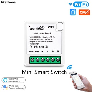 Tuya MINI Wifi Smart Switch 16A 2 Vías Control Temporizador Interruptores Inalámbricos/Life APP Funciona Con Alexa Google Home likephone