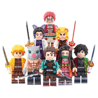Lego Minifigures Anime Demon Slayer Agatsuma Zenitsu Tanjirou Nezuko Bloques De Construcción Figuras De Acción Para Niños Juguetes (3)