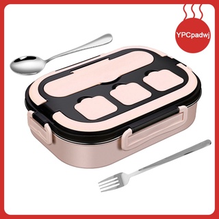 Bento Box, Stainless Steel Leakproof Bento Lunch Box, Leak-proof Design with Spoon and Fork, Metal Lunch Containers for