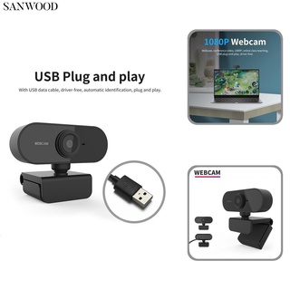 sanwood cámara web de enfoque automático 1080p plug play pc webcam digital alta claridad para estudio