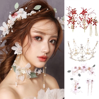 MTL hermosa novia Rhinestone hecho a mano perlas accesorios para el cabello flor diadema horquillas pendientes corona para vestido de novia