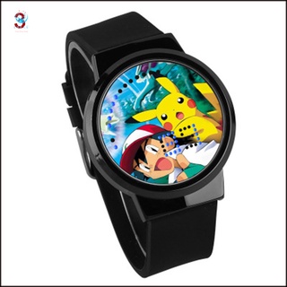 anime pokemon pikachu touch led reloj impermeable con pantalla de hora y fecha para niños (6)
