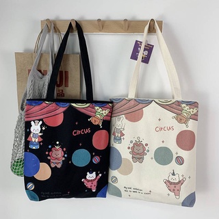 Las mujeres de lona de dibujos animados de impresión bolsos de los estudiantes de hombro de algodón de tela de la compra bolsa de Eco plegable Shopper bolso femenino