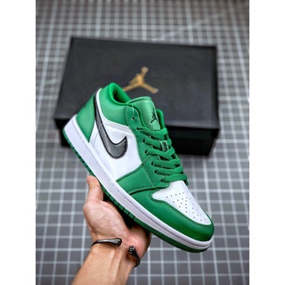 ☒▽Nike Air jordan 1 bajo celta blanco verde aj1 corte bajo zapatos de baloncesto 553558301